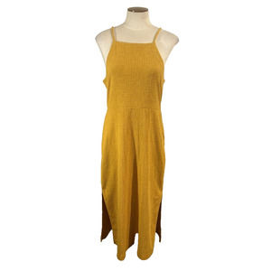 Madewell Womens Mustard Sleeveless Dress Size Med Summer Open Back Retro EUC
